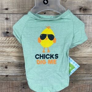 Chicks Dig Me (S) Easter Green Dog T Shirt 100% Cotton Dress Up Pet Costume NEW